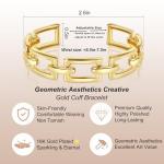 18K Gold Plated Geometric Aesthetic Cuff Bracelet