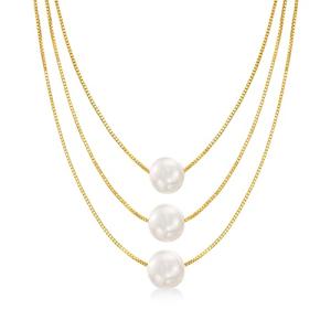 Elegant 3-Strand Cultured Pearl Layered Necklace