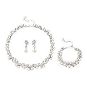 Elegant Austrian Crystal Pearl Vintage Wedding Jewelry Set
