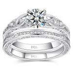 Vintage Celtic Knot Sterling Silver Engagement Ring Set