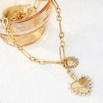 Golden Sun Heart Pendant Necklace for Women