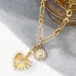 Golden Sun Heart Pendant Necklace for Women