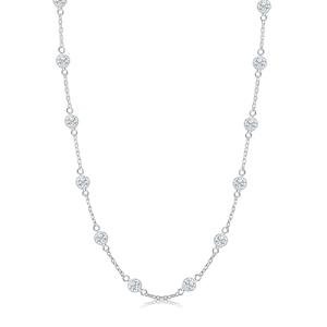 Italian Design 925 Silver CZ Station Necklace 24