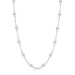 Italian Design 925 Silver CZ Station Necklace 24