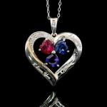 Personalized 3 Stone Heart Pendant Necklace for Women