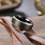 Men's 8mm Black Tungsten Gold Plated Wedding Band