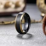 Men's 8mm Black Tungsten Gold Plated Wedding Band