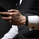 Men's Black Leather Braided Bracelet with Gift Box