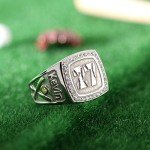 Personalized Sterling Silver Baseball Texture Signet Ring