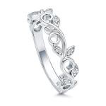 Sterling Silver Leaf CZ Filigree Ring for Women