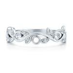 Sterling Silver Leaf CZ Filigree Ring for Women