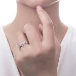 Sterling Silver Leaf CZ Filigree Ring for Women