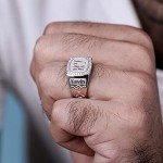 Personalized Sterling Silver Baseball Texture Signet Ring