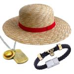 Luffy Straw Hat & Jewelry Set - 3 Pieces