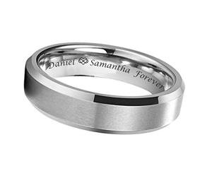 Custom Engraved Men's Brushed Beveled Edge Ring