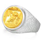 Men's 24K Gold Vermeil Owl Coin Signet Ring
