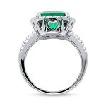 BERRICLE Sterling Silver Green Cushion Cut Ring