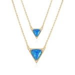 Layered Triangle Blue Opal Necklace for Women