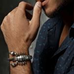 Men's Silver Polished Stainless Steel Scorpion Bracelet