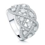 Woven Sterling Silver Art Deco CZ Statement Ring