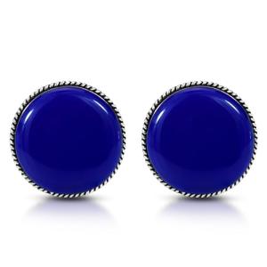 Vintage Blue Lapis-Lazuli Clip-On Sterling Silver Earrings