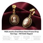 Dark Carnelian Cameo Heart Frame Clip-On Earrings