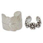 Handmade Sterling Silver Floral Ear Cuff Earrings