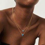 Layered Triangle Blue Opal Necklace for Women