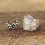 Handmade Sterling Silver Floral Ear Cuff Earrings