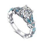 Butterfly Birthstone Engagement Ring Set in Silver