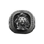 Sterling Silver Lion Signet Ring for Men