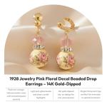 Pink Floral Clip-On Beaded Earrings for Women