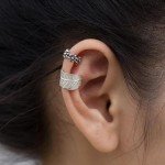 Handmade Sterling Silver Floral Ear Cuff Earrings