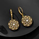 Diamond Circle Drop Earrings in 18kt Gold