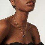 Layered Triangle Blue Opal Necklace for Women