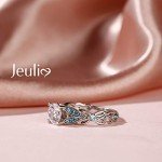 Butterfly Birthstone Engagement Ring Set in Silver