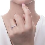 Sterling Silver Leaf CZ Filigree Ring for Women