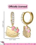 Cute Hello Kitty 18k Gold Hoop Earrings