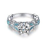Butterfly Birthstone Engagement Ring Set in Silver