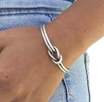 Minimalist Sterling Silver Knot Cuff Bracelet