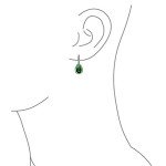 Vintage Green Emerald Halo Dangle Drop Earrings