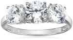 Sterling Silver Three Stone Engagement Ring for Women