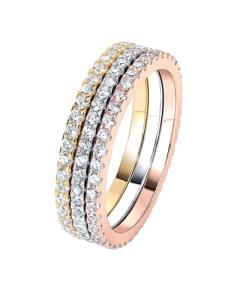 14K Gold Plated CZ Stackable Eternity Rings Set