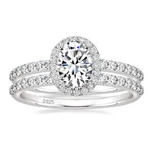 EAMTI 1.5CT Sterling Silver Oval CZ Bridal Set
