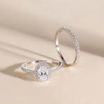 EAMTI 1.5CT Sterling Silver Oval CZ Bridal Set