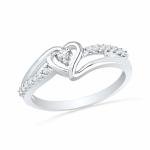 Sterling Silver White Diamond Fashion Ring, Size 8