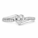 Sterling Silver White Diamond Fashion Ring, Size 8