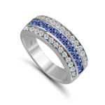 Sterling Silver Blue Zirconia Channel Set Ring