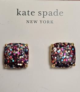 Kate Spade Mini Glitter Square Stud Earrings