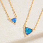 Layered Triangle Blue Opal Necklace for Women